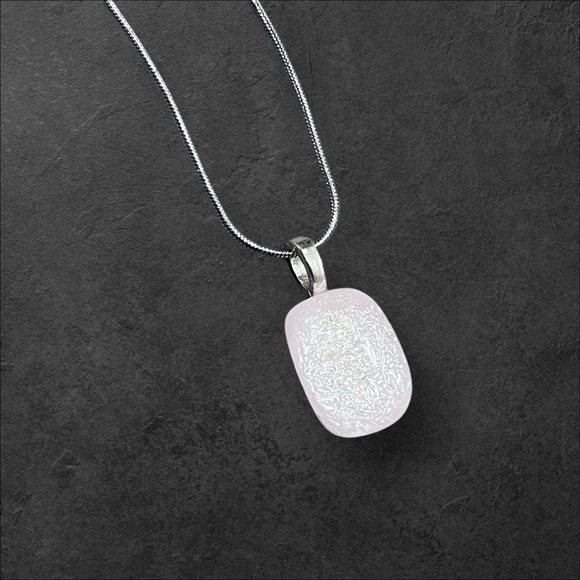 Handmade Glittery Glass Pendant 18” Stainless Steel Necklace - Picture 14 of 15